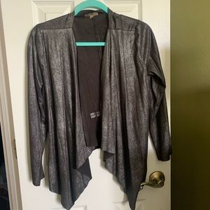 Faux leather relaxed blazer